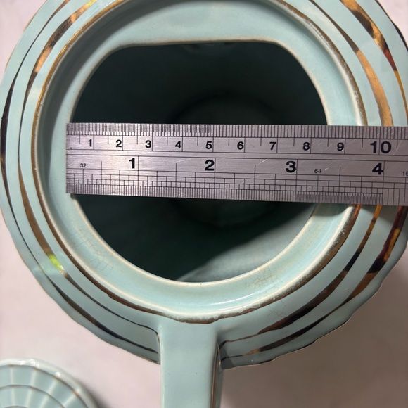 Vintage Sadler, England Art Deco ceramic teapot in mint green with gold accents - Picture 16 of 16